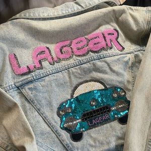 Vintage LA Gear *authentic* RARE cropped sequin, denim jacket. SZ med